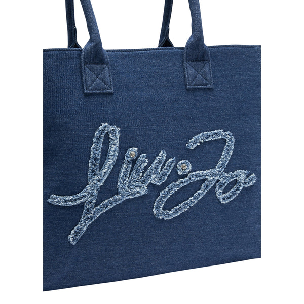 Borsa a spalla da Donna in denim dettaglio logo