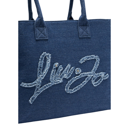 Borsa a spalla da Donna in denim dettaglio logo
