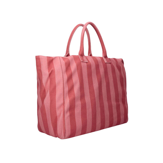 Tote Bag da Donna a righe rosso e rosa retro