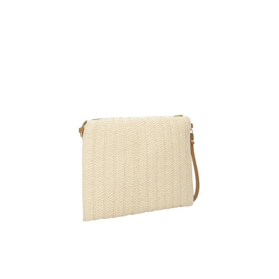 Pochette Donna in paglia con frange verdi retro