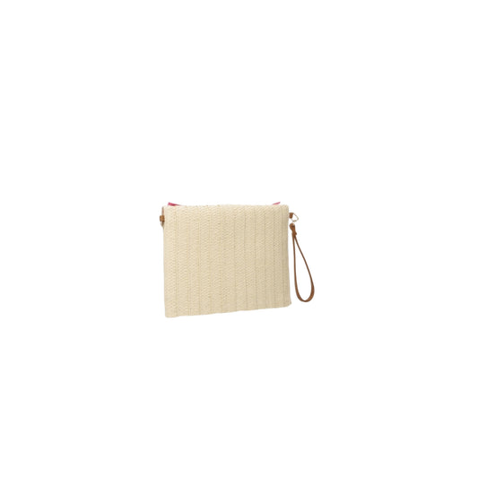Pochette Donna in paglia con frange rosa retro