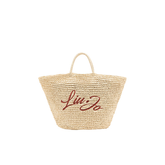 Borsa media da donna in rafia con logo