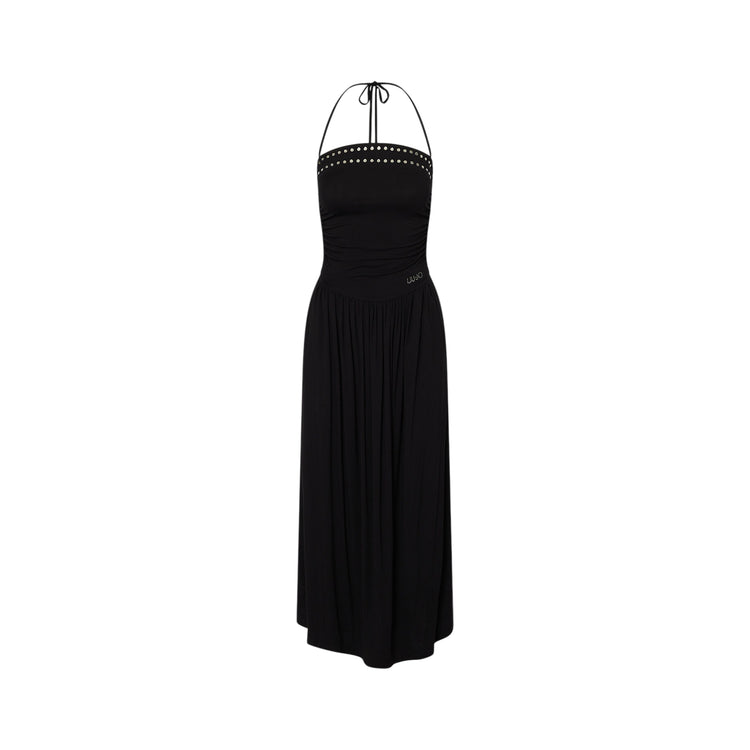 Abito Donna Nero, in viscosa, con borchie decorative