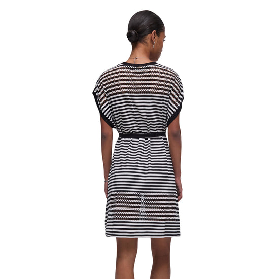 Abito Donna Nero, in viscosa, con mesh sul fondo decorative