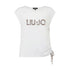 T-shirt Donna Bianca a girocollo, con coulisse laterale