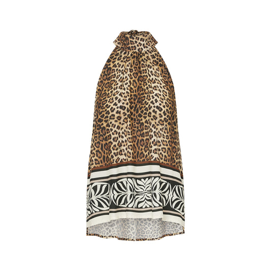 Top con stampa animalier e zebrato sul fondo