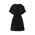 Abito Donna Nero, con scollo a V e fiocco