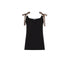 Top nero con fiocchi animalier e scollo a V
