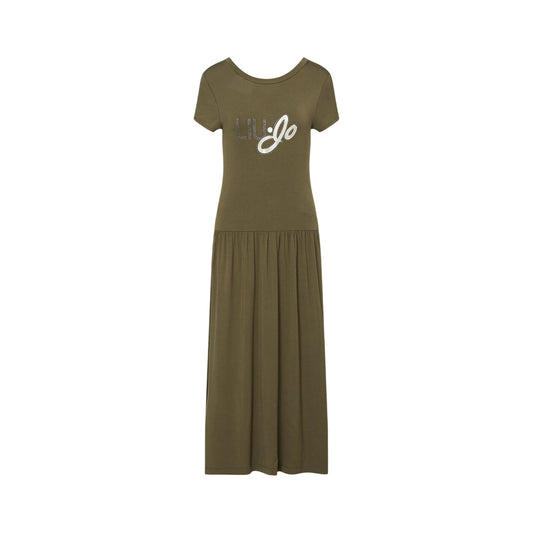 Abito Donna Verde, lungo con logo sul davanti