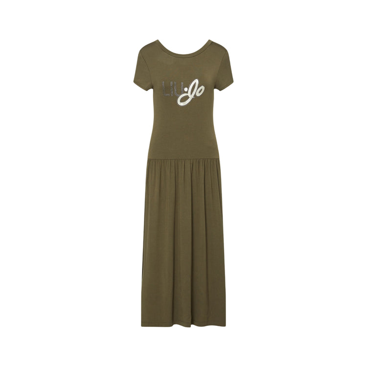 Abito Donna Verde, lungo con logo sul davanti