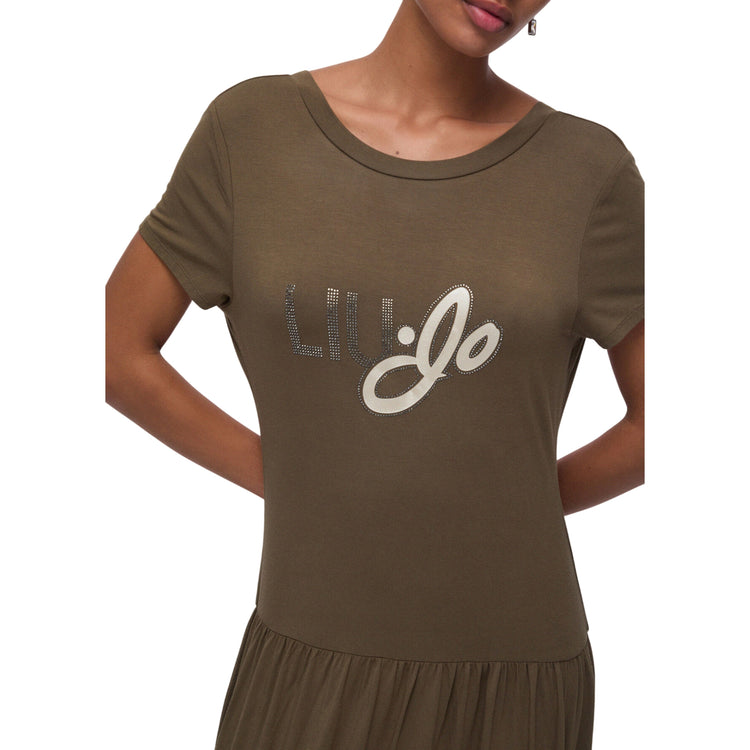 Abito Donna Verde, lungo con logo sul davanti