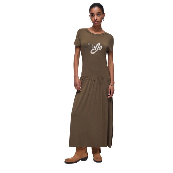 Abito Donna Verde, lungo con logo sul davanti