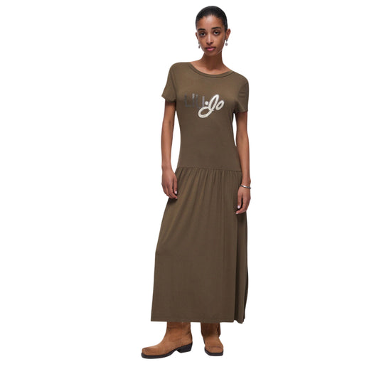 Abito Donna Verde, lungo con logo sul davanti