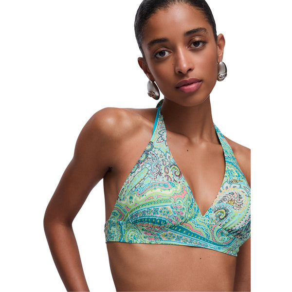 Top bikini a triangolo con stampa a bandana da donna