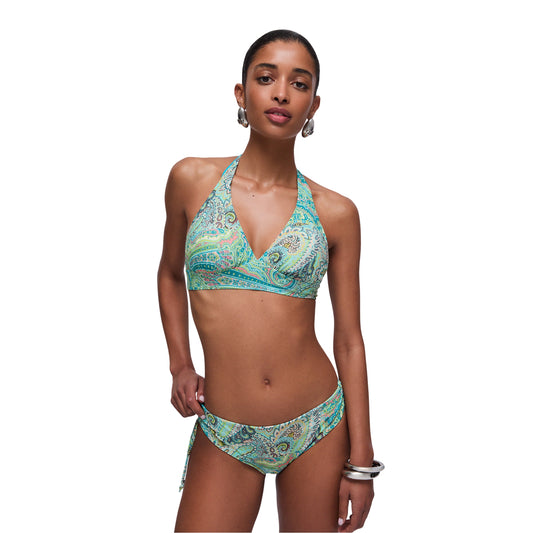 Top bikini a triangolo con stampa a bandana da donna