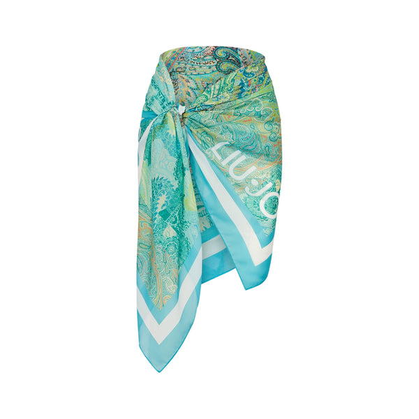 Pareo in chiffon con motivo a bandana stampato