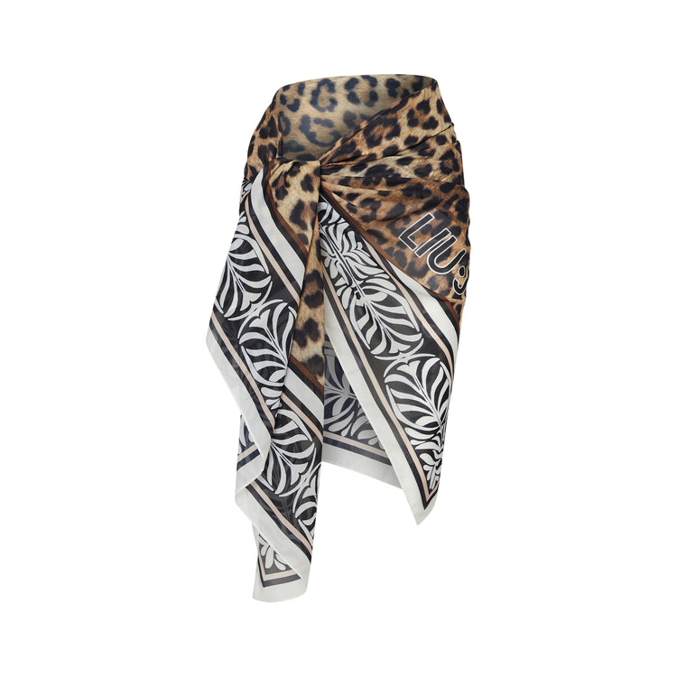 Pareo in chiffon con motivo animalier stampato 