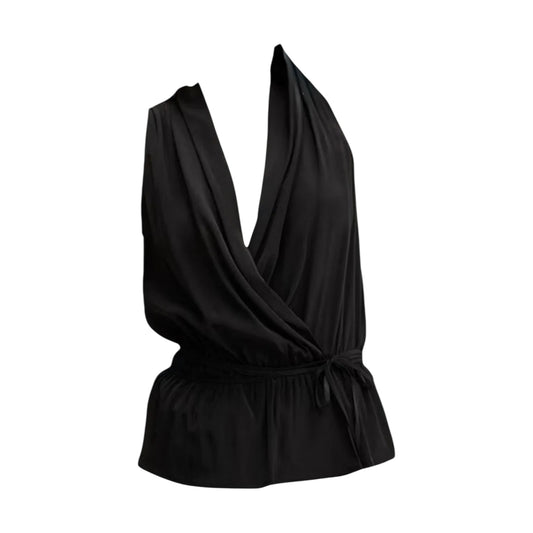 Top Donna con profondo scollo a V nero