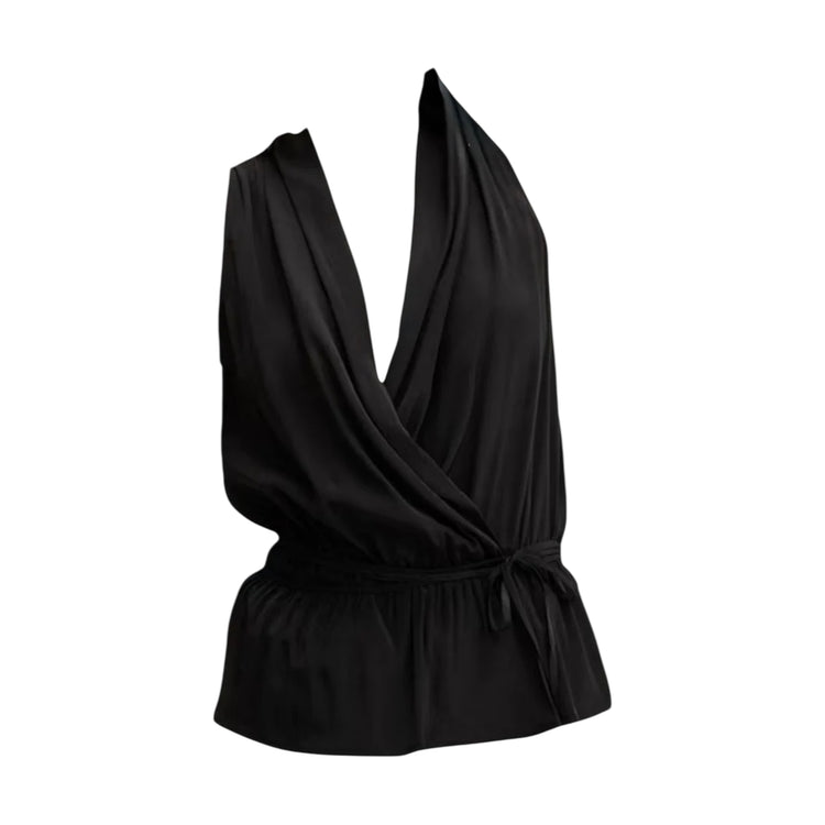 Top Donna con profondo scollo a V nero