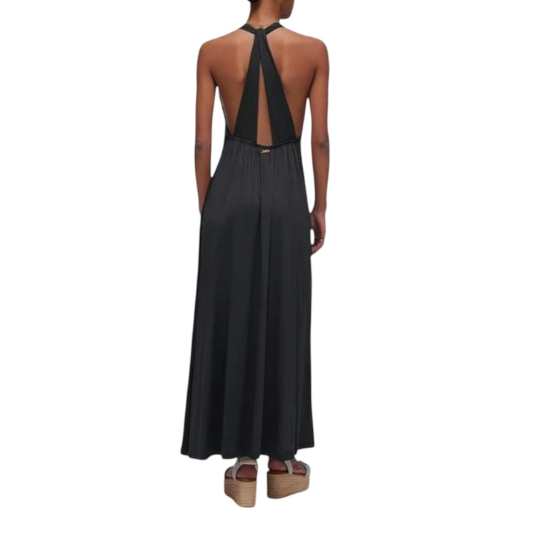 Abito Donna Nero, cut-out posteriore, lungo