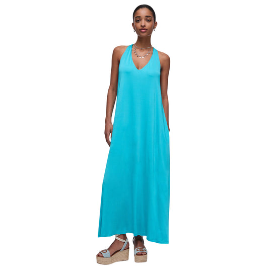 Abito Donna Azzurro, cut-out posteriore, lungo