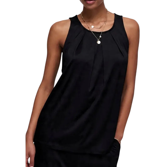 Top Donna Nero con scollo a goccia sul retro