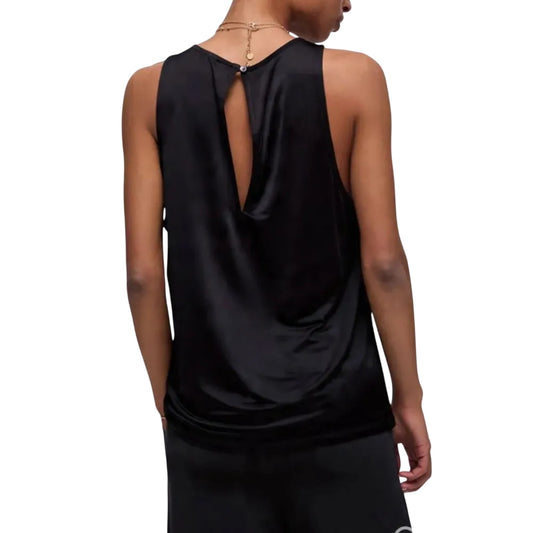 Top Donna Nero con scollo a goccia sul retro