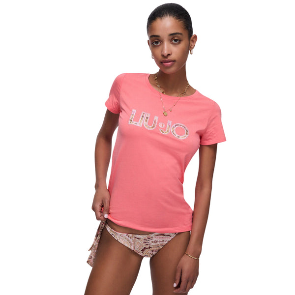 T-shirt Donna a girocollo, slim, con logo sul davanti