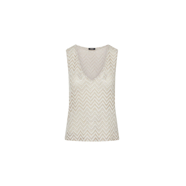 Top Donna con profondo scollo a V e motivo chevron