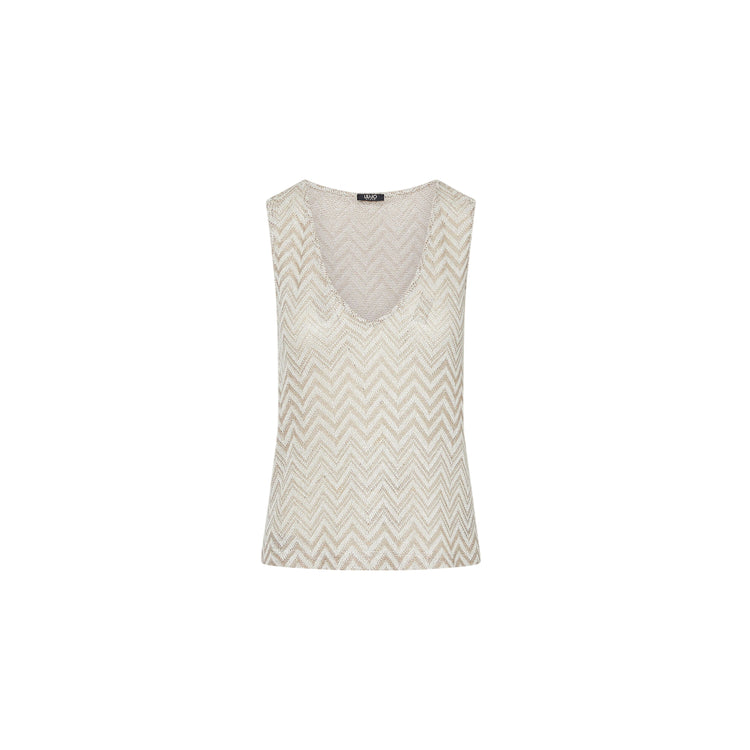 Top Donna con profondo scollo a V e motivo chevron