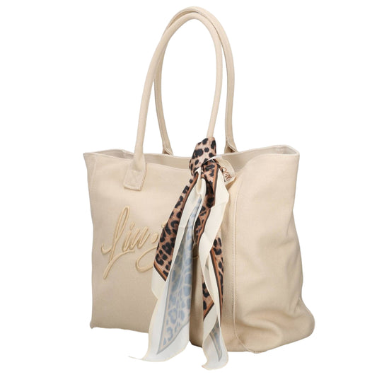 Borsa in tela crema con foulard removibile 