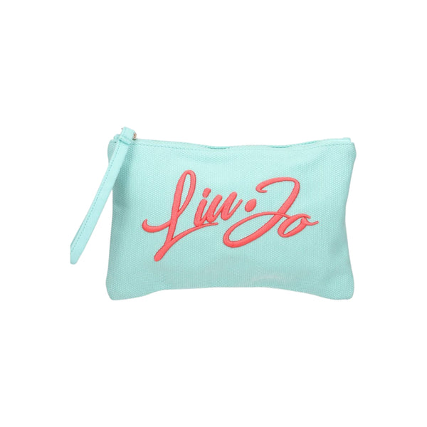 Pochette Donna Celeste, in cotone, con chiusura zip