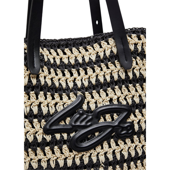 Tote Bag Donna in paglia bicolor dettaglio