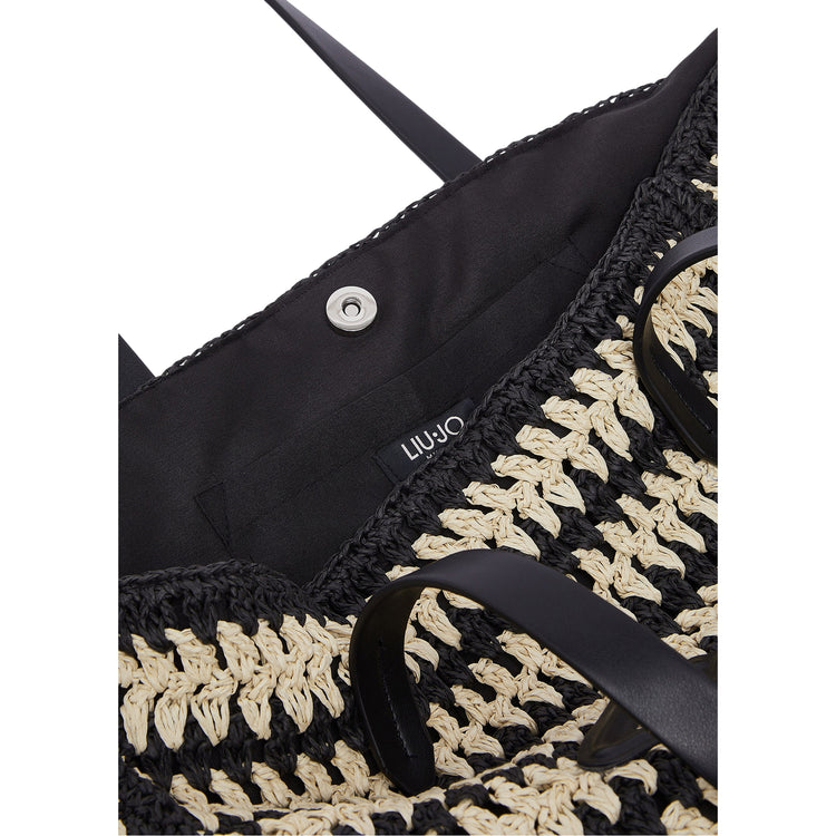 Tote Bag Donna in paglia bicolor dettaaglio