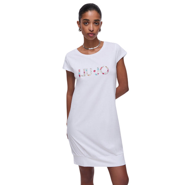 Abito Donna Bianco, in cotone, a maniche corte