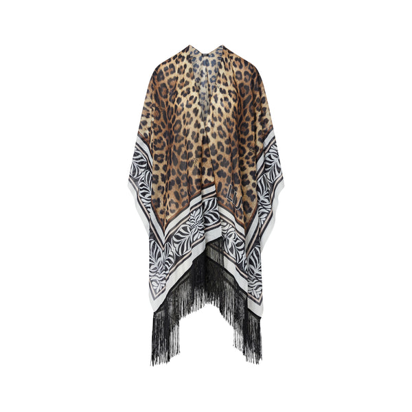 Kaftano copricostume animalier con le frange 