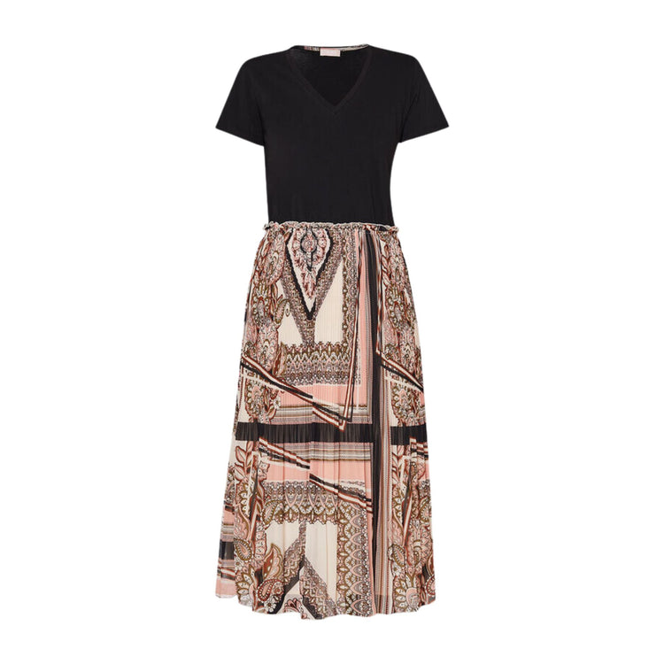 Robe femme avec jupe plissée imprimée