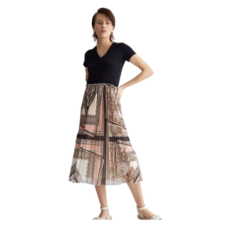 Robe femme avec jupe plissée imprimée