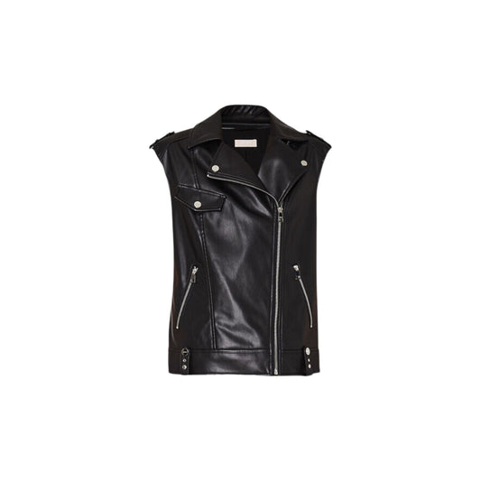 Women's leather vest with side pockets