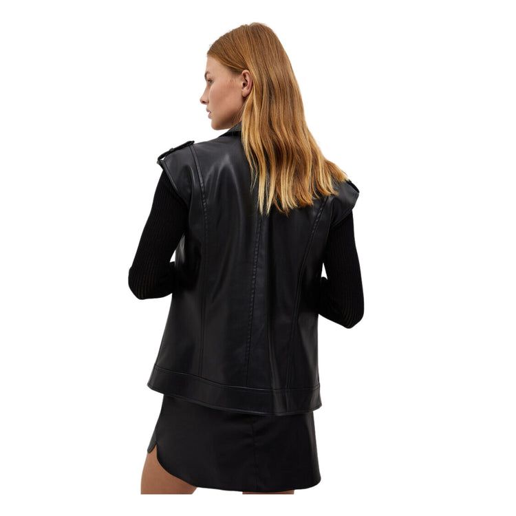 Women's leather vest with side pockets