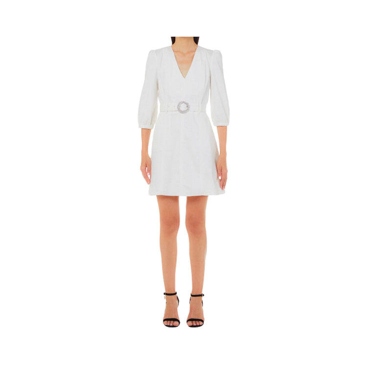Short women's dress with back zip closure