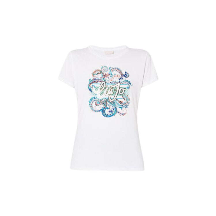 T-shirt femme avec strass et logo