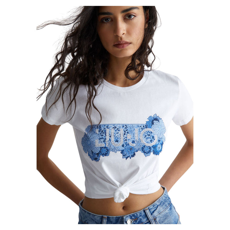 T-shirt femme avec strass et logo