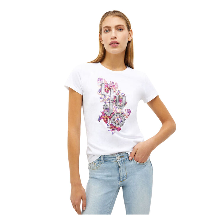 T-shirt femme avec strass et logo