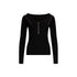 Maglia nera da donna con zip e borchie