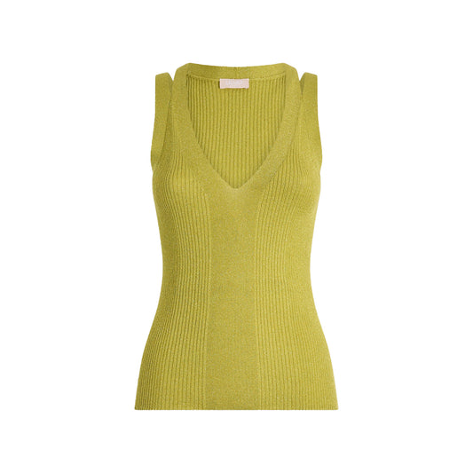 Top Donna in maglia a coste Verde chiaro