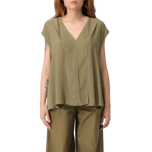 Top Donna con spalle scese verde 
