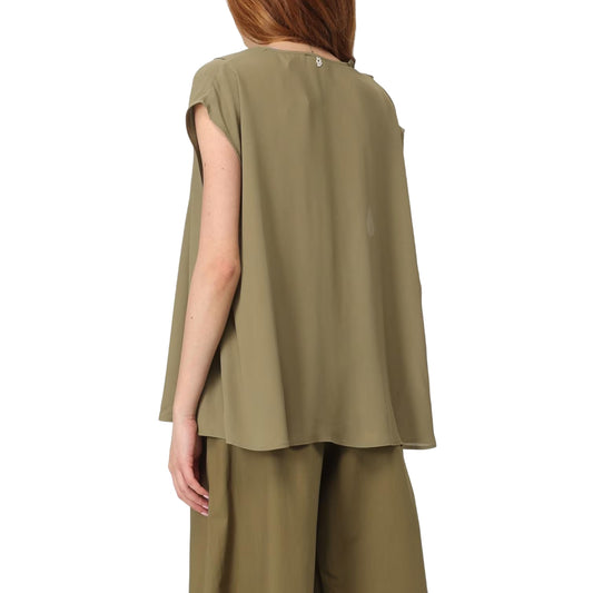 Top Donna con spalle scese verde 