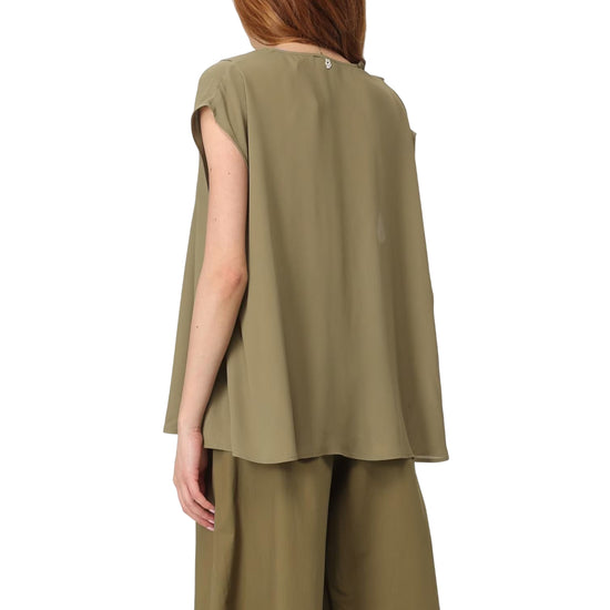 Top Donna con spalle scese verde 