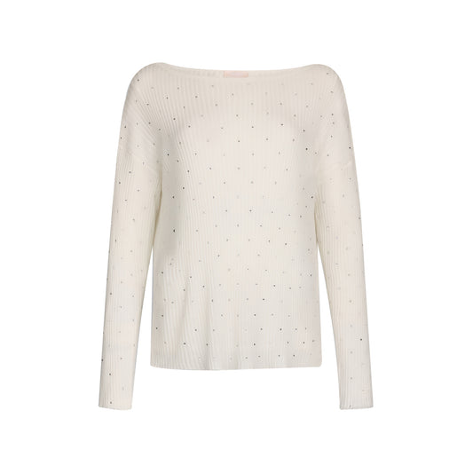Maglia a coste Bianca con strass